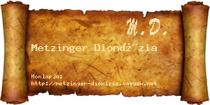 Metzinger Dionízia névjegykártya